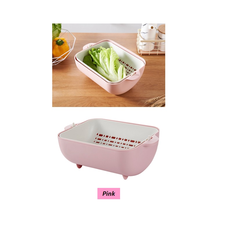 🌹[Local Seller] EXTRA GIFT DELETE OK NEWVIPPIE Kitchen Double Layer Rotation Fruits Vegetables Colander+ Gift