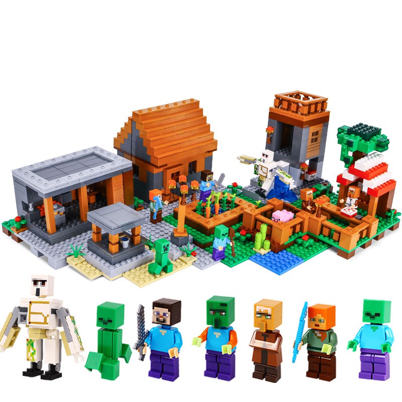 my world building blocks compatible lego minecraft the village educational toys for children