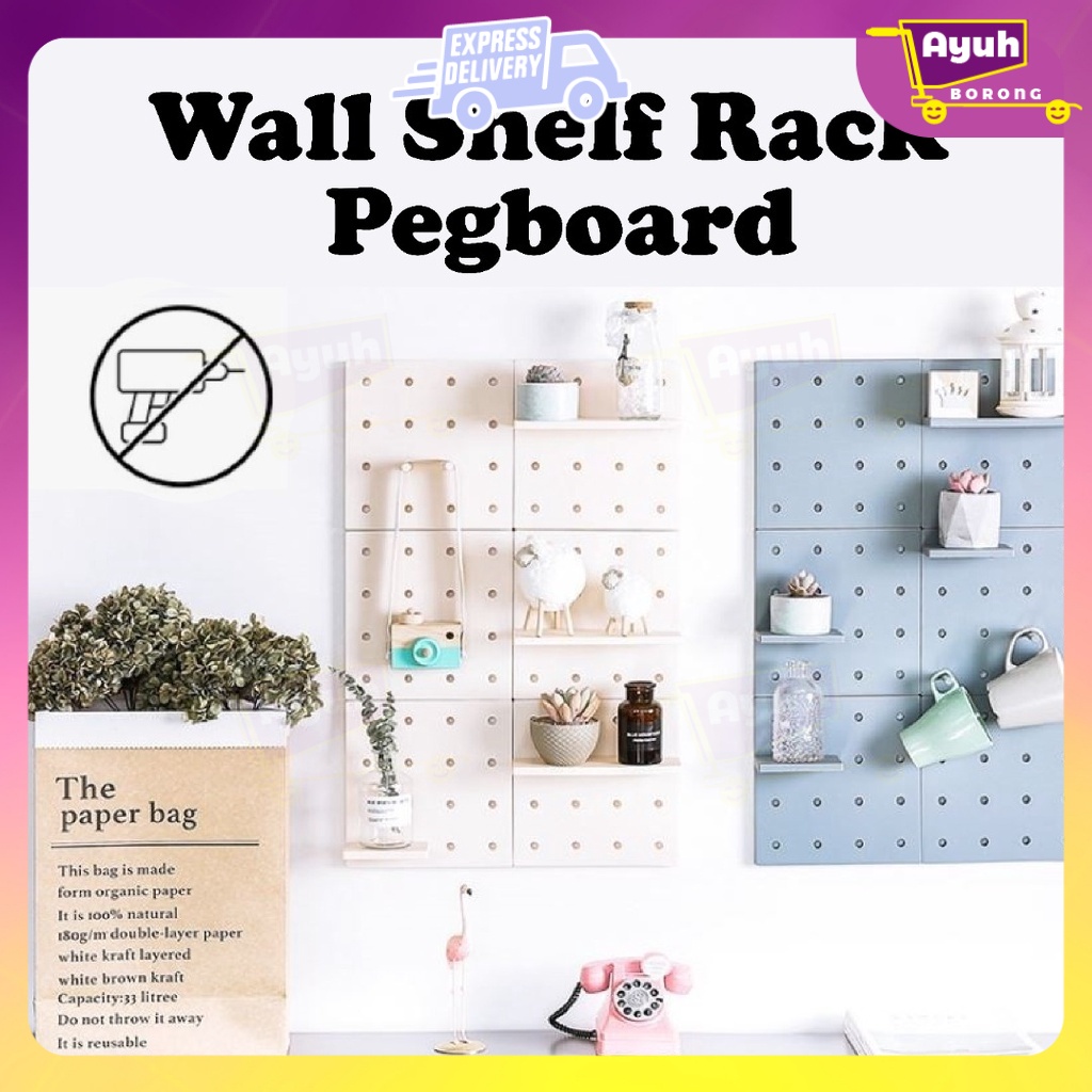 DIY Wall Shelf Rack Pegboard Hole Hardboard Perforated Board Wall Mount