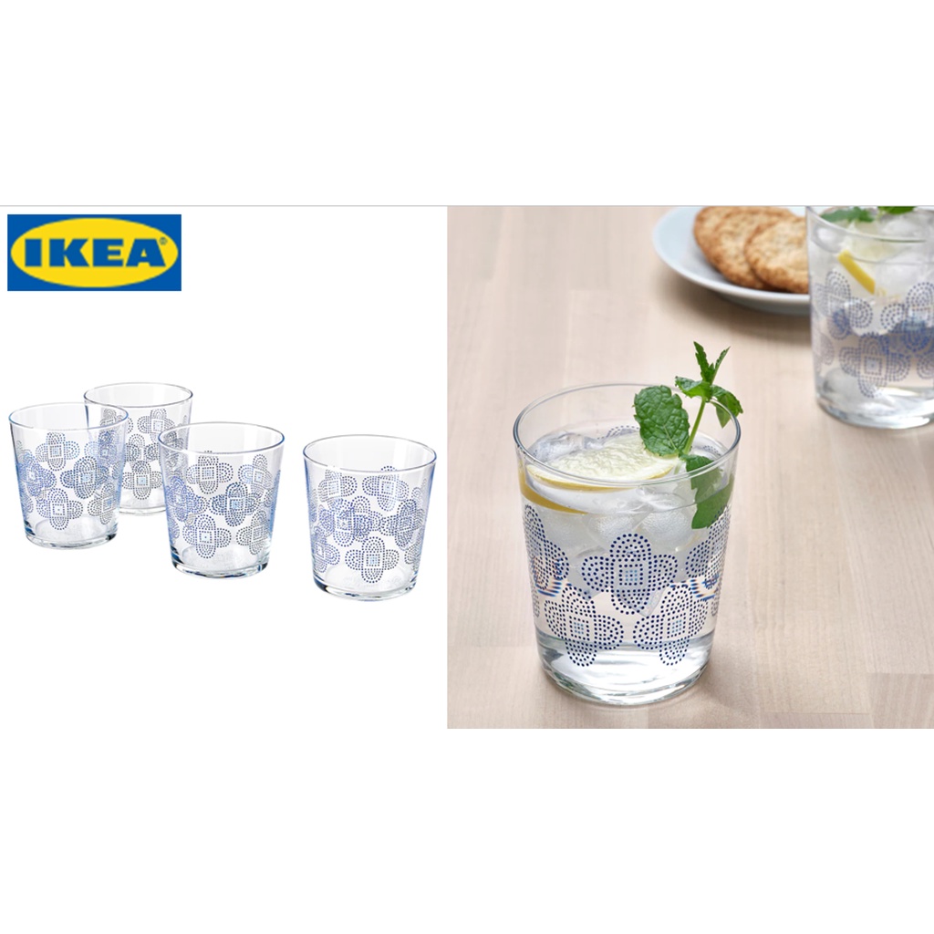 gelas ikea / ikea VATTENDANS Glass, glass/patterned30 cl 4pcs Shopee