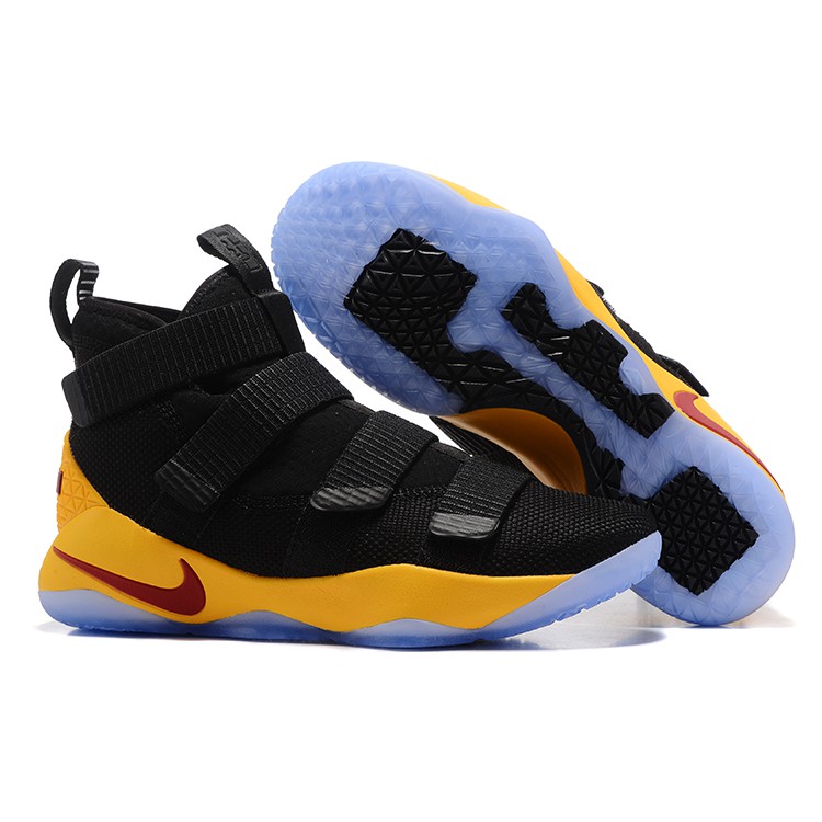 lebron james shoes black and yellow