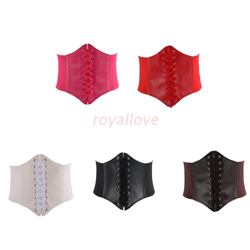 royal Women Faux Leather Underbust Corset Waist Belt Steampunk Sexy Lace-Up Bustier