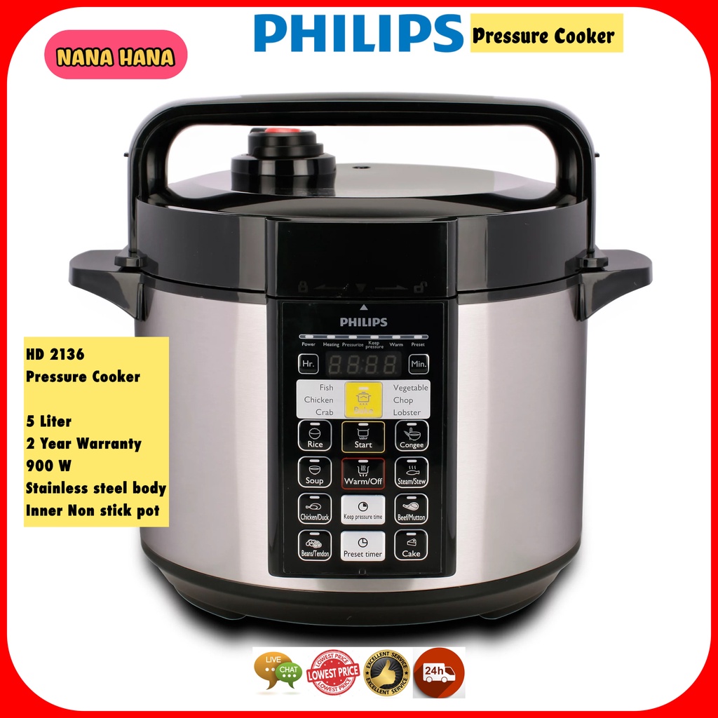 Philips Pressure Cooker HD2136 5L non stick pot/ Stainless Steel pot