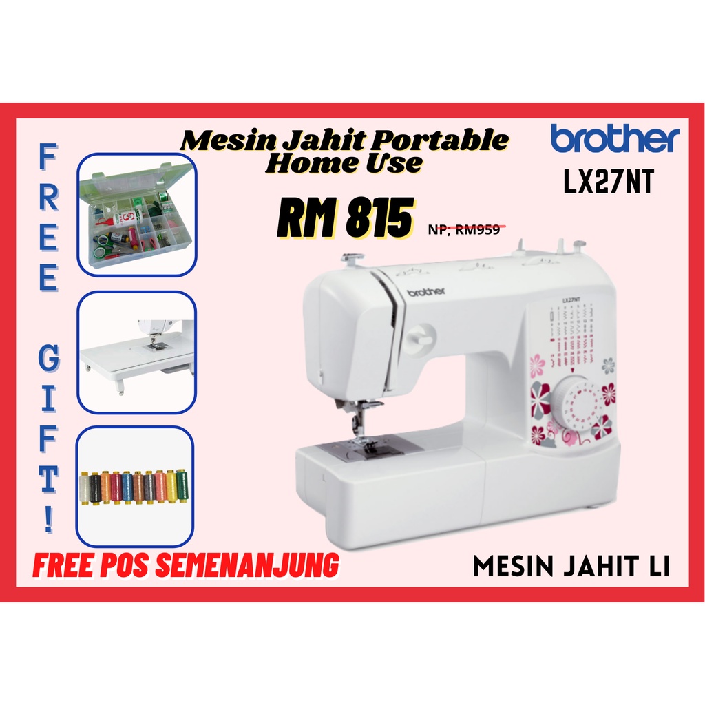 Ready Stock Mesin Jahit Portable Lx27nt Brother Mesin Jahit Murah Shopee Malaysia