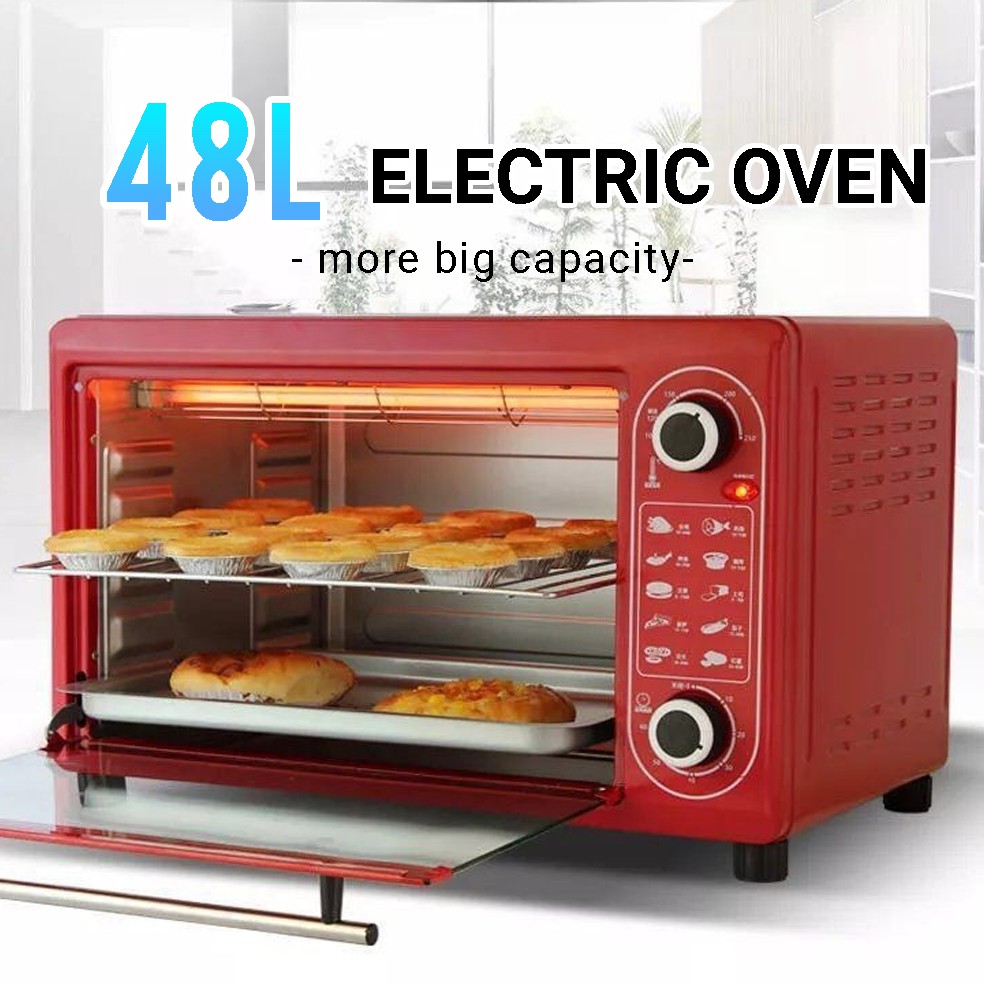 Oven Besar 48L Electric Oven Toaster Oven Breakfast Machine Air Fryer Toaster Timer Ayam Bakar Grill Chicken