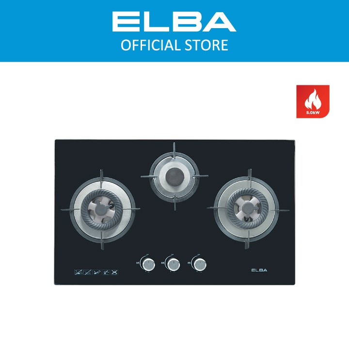 ELBA 3 Burners Glass Stove EGHG8523G(BK) High Quality Tempered Glass