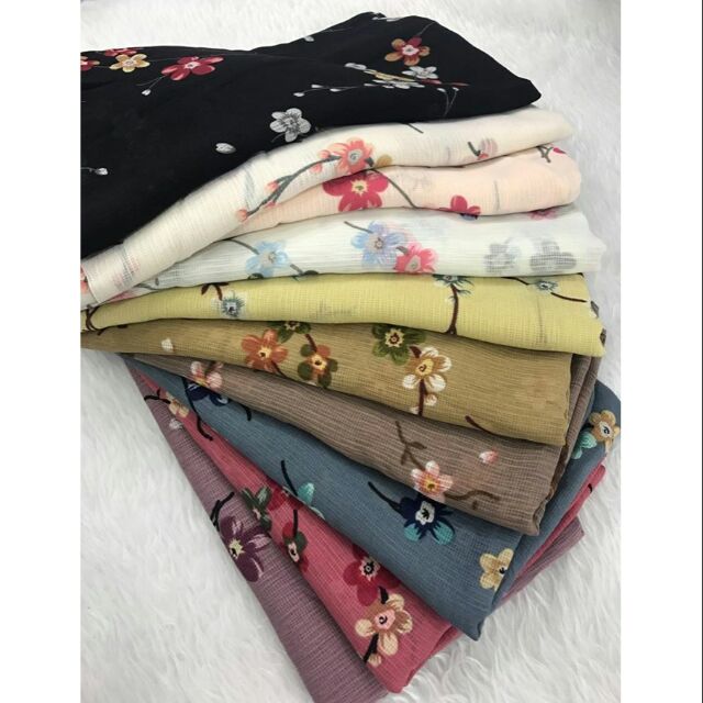 Ready Stock Shawl Cornskin Sakura Shawl Sakura Shawl Cornskin Printed Shawl Corak Shawl Anti Kedut