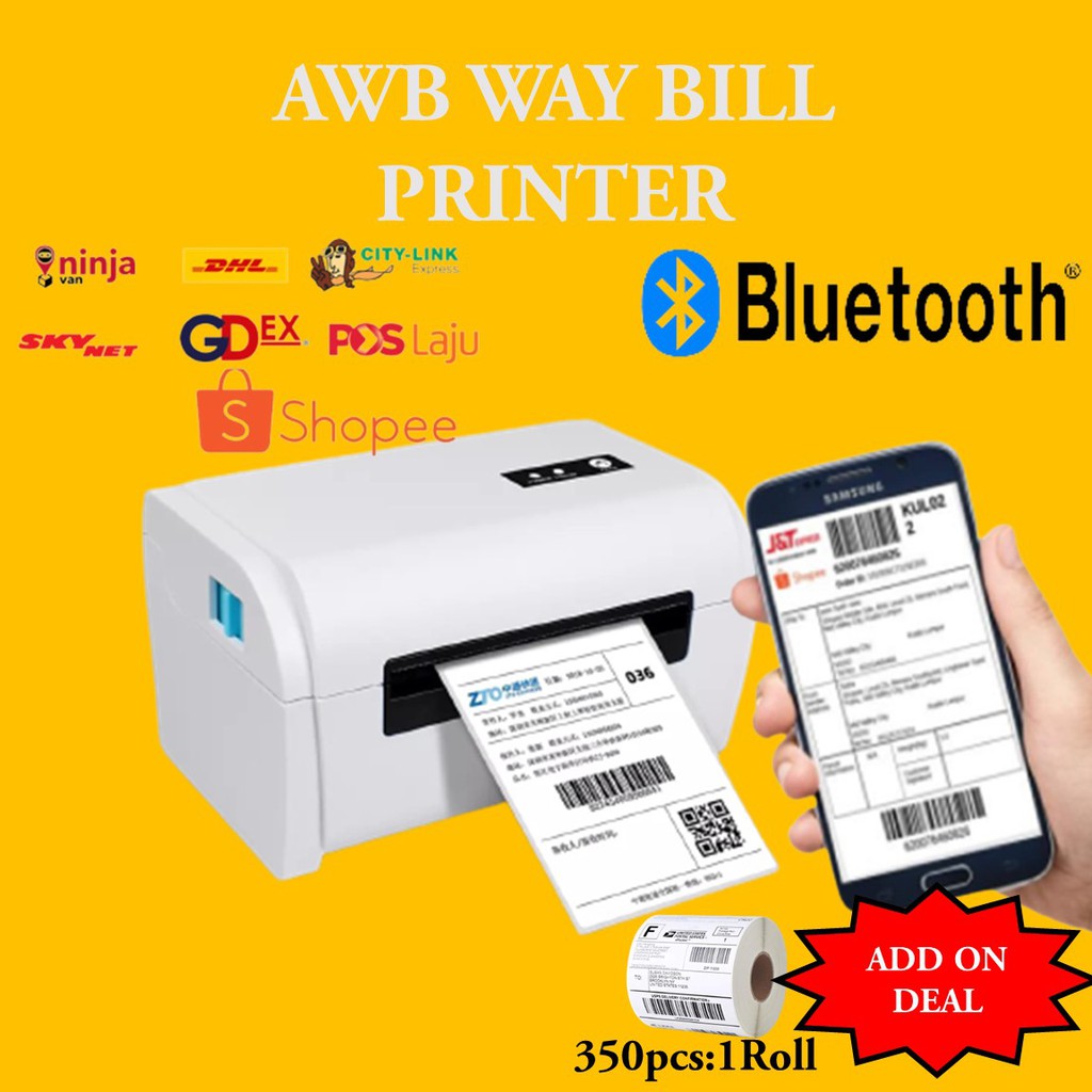 Bluetooth A6 Paper Thermal Printer Airway bill Barcode Shipping Label
