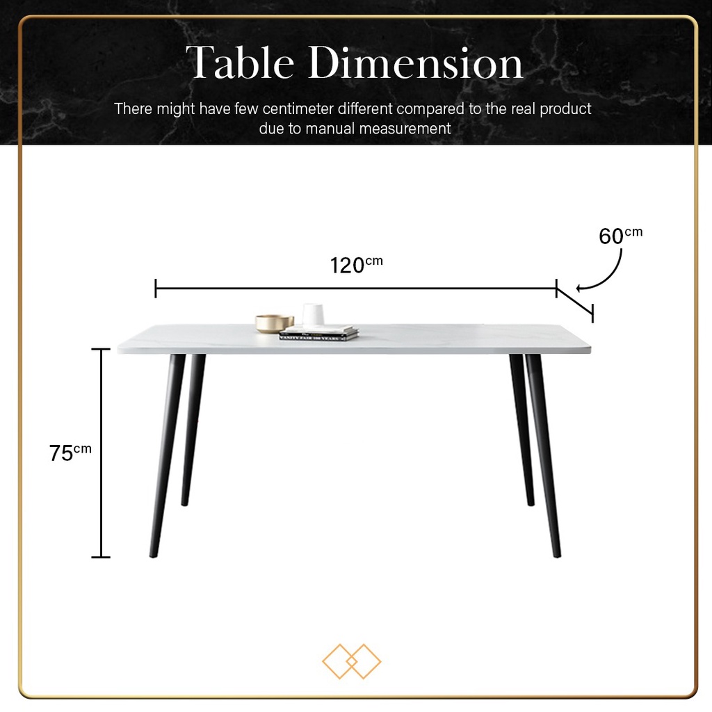 FINSSO : SINTERED STONE Marble Texture dining table set/ Meja Makan Nordic Style Modern Dining Table Set with 4 chairs