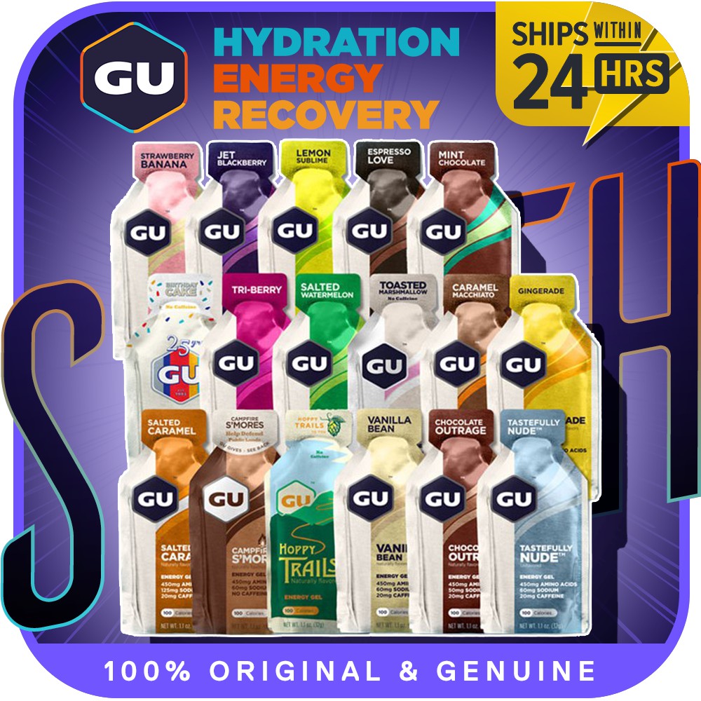 GU Energy Sports Nutrition Energy Gel 100 Calories, 32g, Assorted