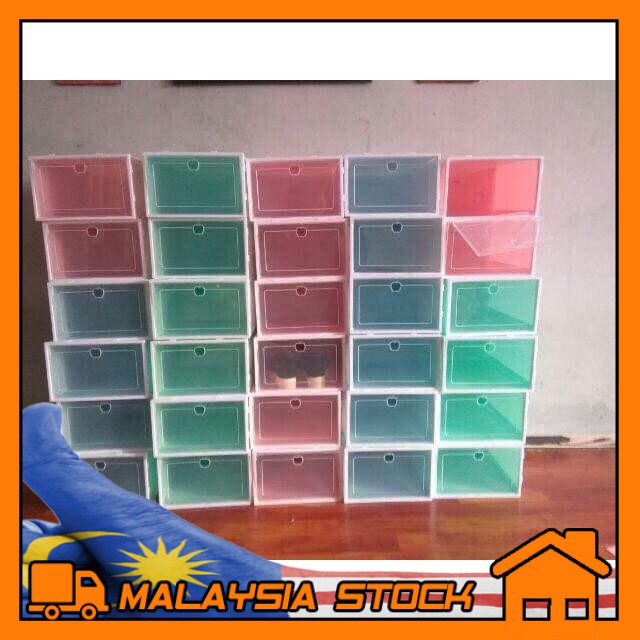 Stackable Shoe Rack Rak Kasut Kotak Kasut Shoebox Colourful Shoe Box Kasut