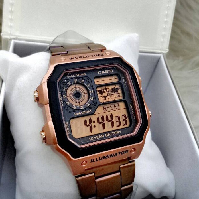 casio water resist illuminator gold