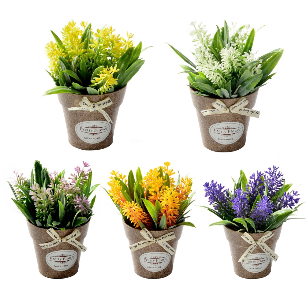 Hybrid Fake Flower Grass With Plastic Vase Artificial Flowers For