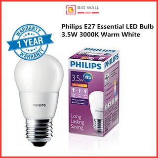Big Wall Hardware Philips E27 Essential Led Bulb 3 5w 3000k Warm White 3w 6500k Cool Day Light Energy Saving Lampu Shopee Malaysia