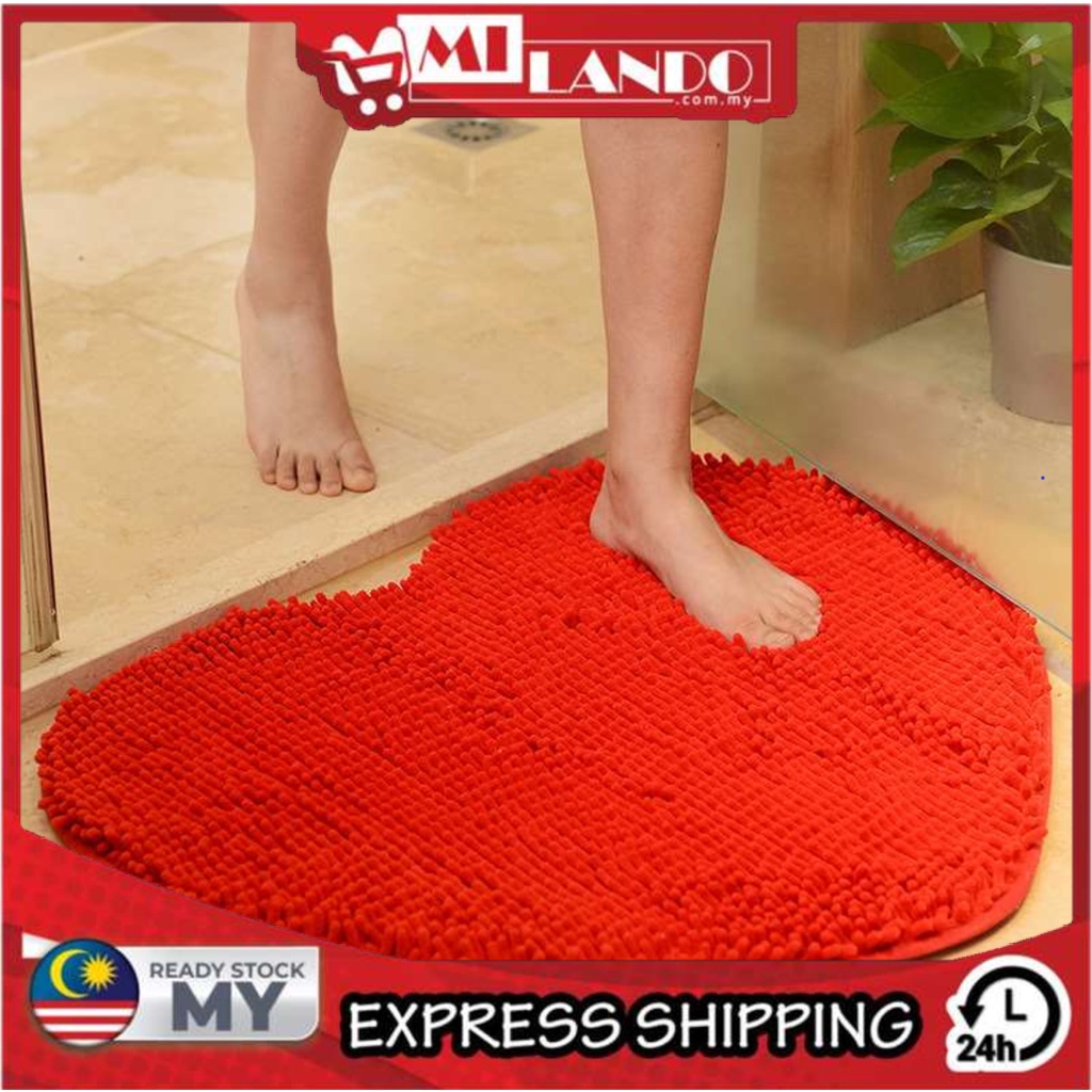 (50 x 60cm) MILANDO Non-slip Carpet Bathroom Absorbent Floor Mat Rug Carpet (Type 2:  Heart shape)