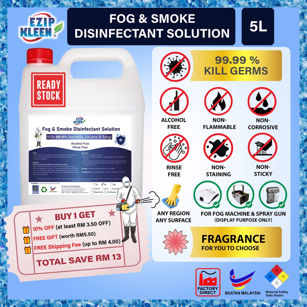EZIP KLEEN Fog & Smoke Fogging Disinfectant Solution - 5L [with SIRIM ...