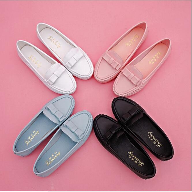 Women Leather Casual Slip On Dolly Ballet Flat Heel  Loafer 