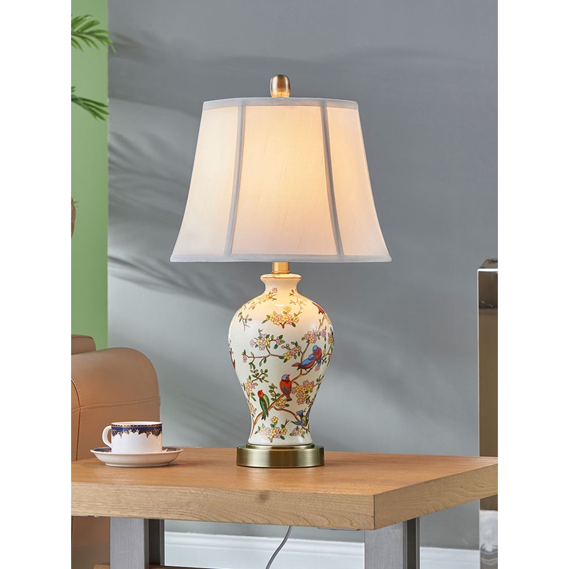 Modern Chinese style ceramics Light body cloth lampshade E27 button ...