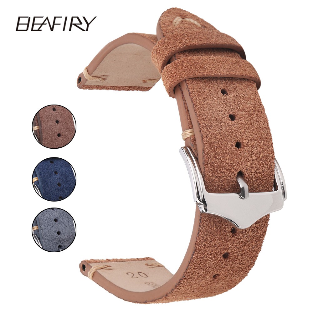 Genuine Leather Watch Band 18mm 19mm 20mm 22mm Suede Leather Watch