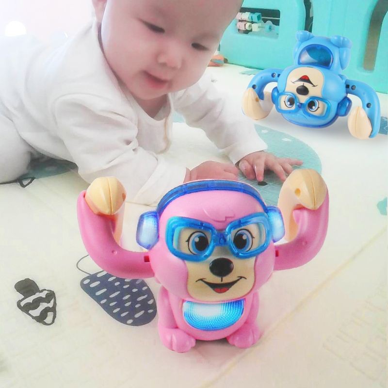 Ready Stock 婴儿玩具0一1岁半宝宝早教益智声控电动翻斗猴子宝宝早教玩具