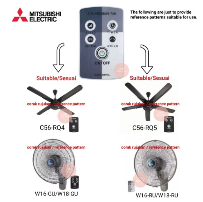 Mitsubishi Electric Replacement Remote Control ( Compatible Wall Fan