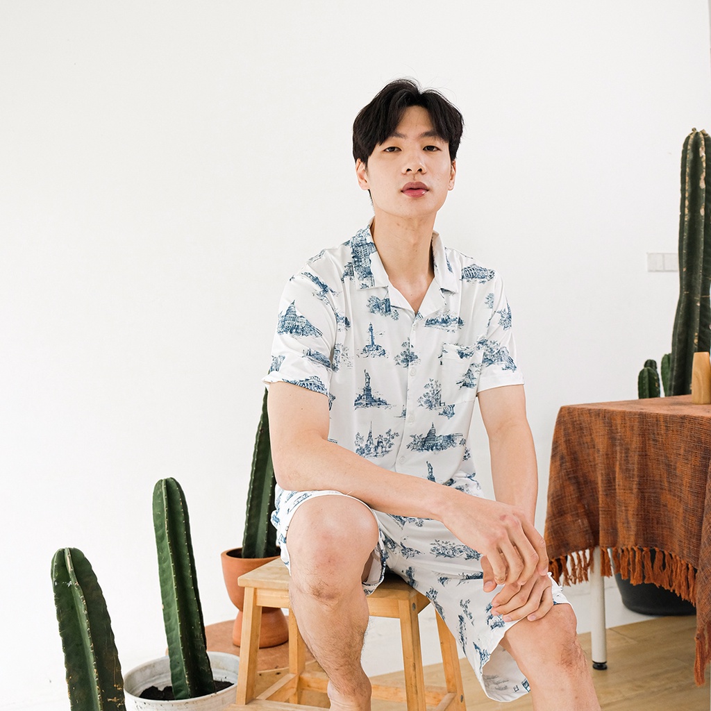 Cielyn Pierre Men Tencel Adult Male Pajamas Set Shopee Malaysia