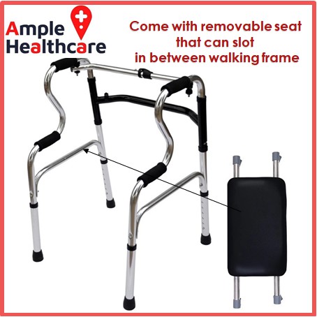 Curve Handle Walker Walking Aid Frame Medical Foldable Adjustable Elder Walker Tongkat