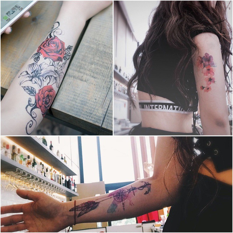 Temporary Tattoo Sticker Waterproof Tattoo Paste Sexy Female Lasting Korea Simulation Flowers Cover The Scar Arm Clavic Shopee Malaysia