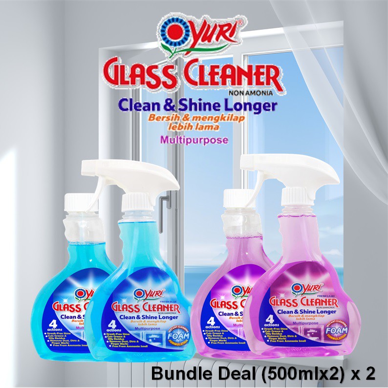 [Bundle of 2] Yuri Foaming Glass Cleaner Bundle (500mlx2)x2 Shopee