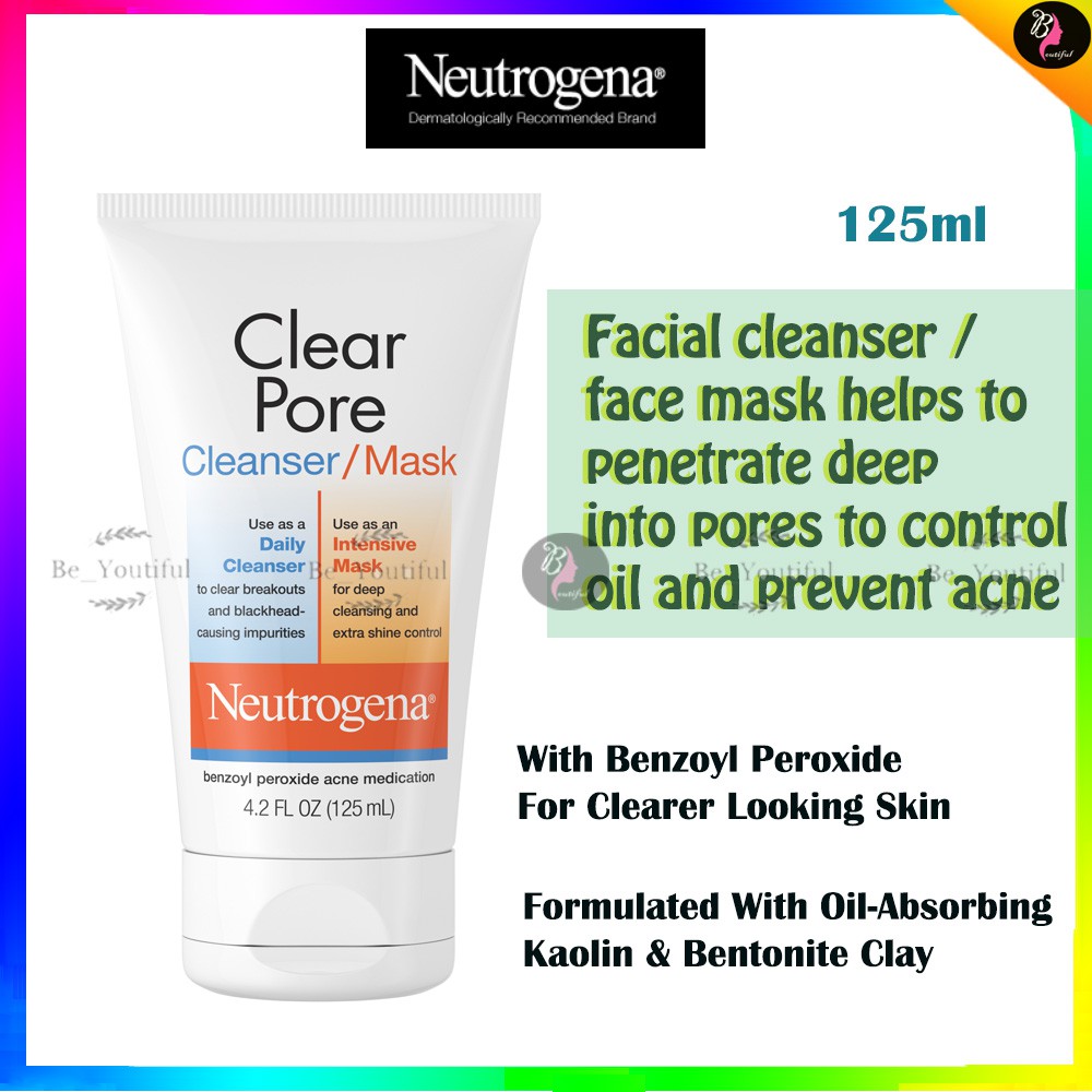 Neutrogena Clear Pore Acne Fighting Clay Benzoyl Peroxide Face Wash