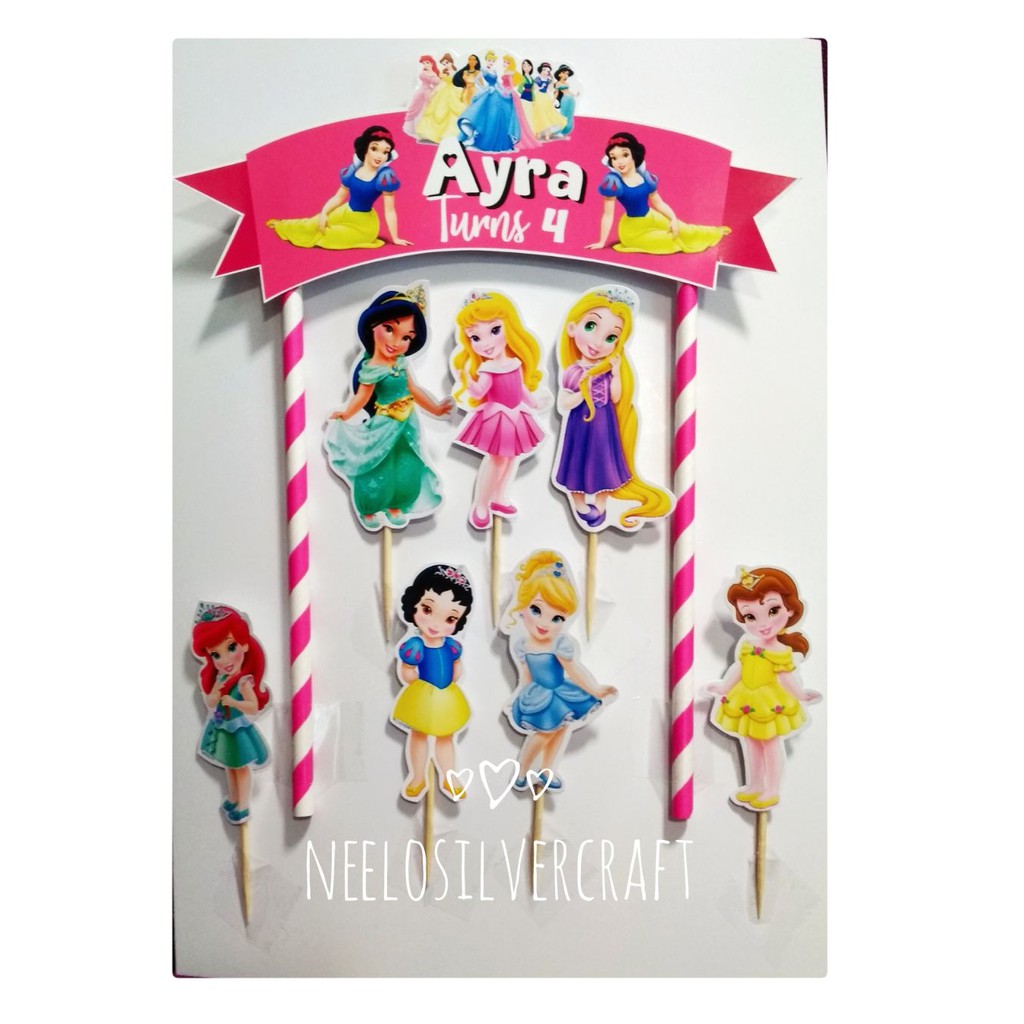 Disney Princess Cake Topper Birthday Party Shopee Malaysia