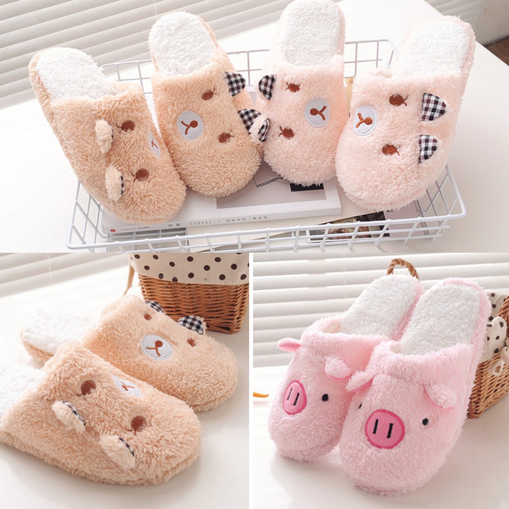 Unisex Winter Warm Cartoon Plush Shoes House Indoor Bedroom Slippers