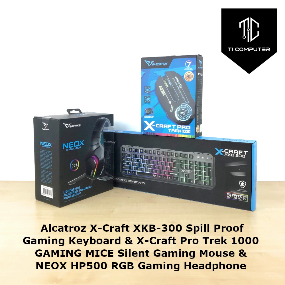 Alcatroz X-Craft XKB-300 Gaming Keyboard & X-Craft Pro Trek 1000 Silent Gaming Mouse & NEOX HP500 RGB Gaming Headphone