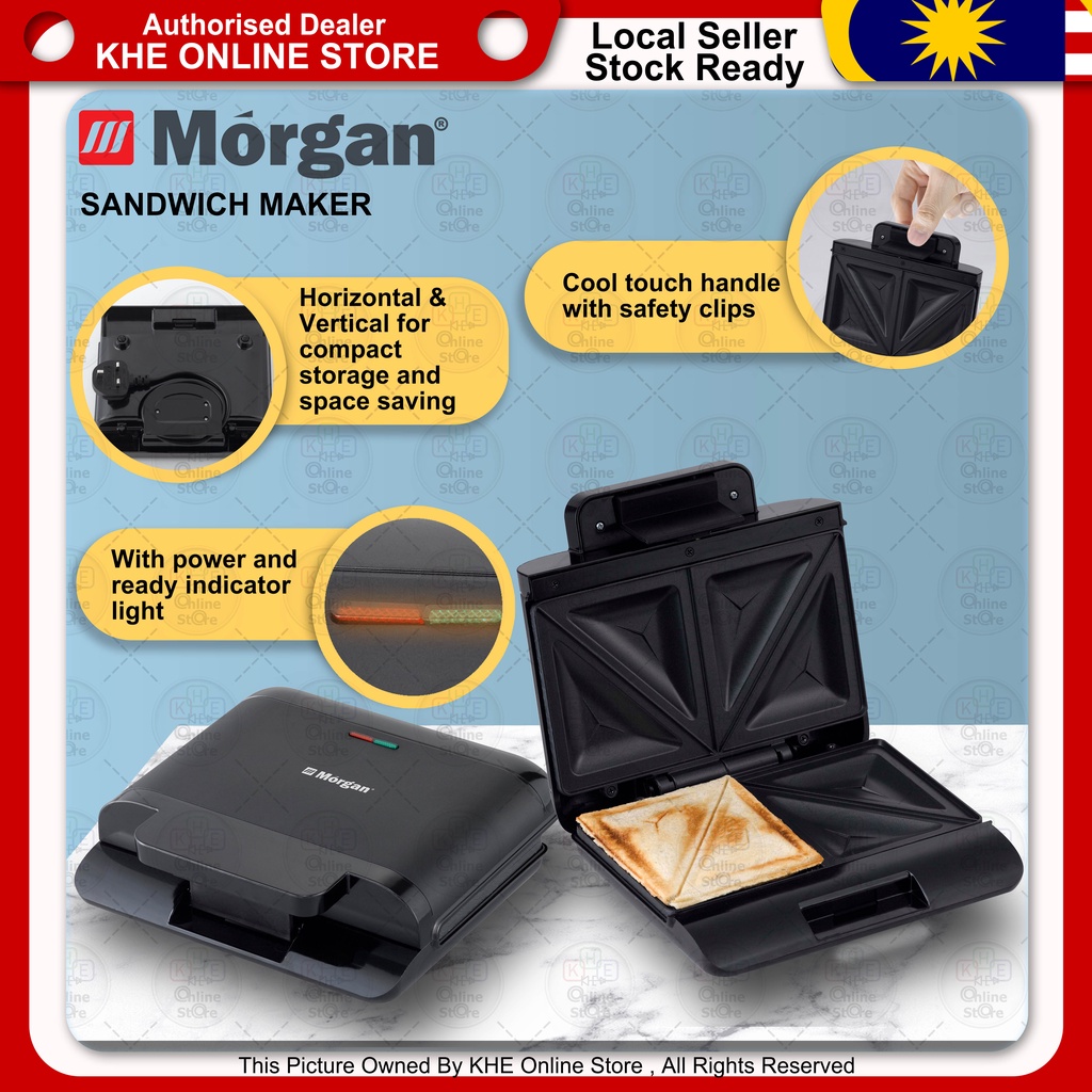 【Malaysia Sirim 1 year warranty】Morgan 2 Slices Sandwich Maker with NonStick Plate MSM-SC150NS