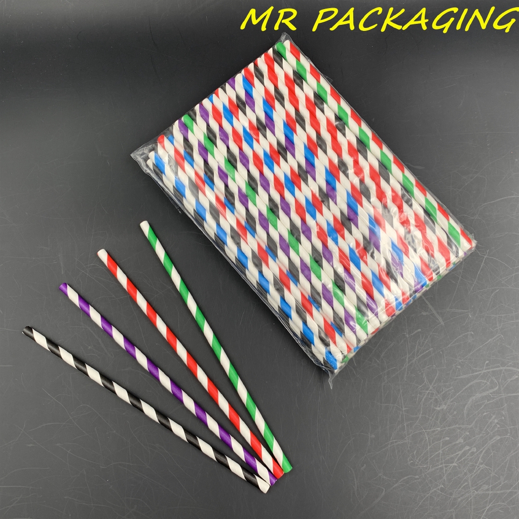 Paper Straw [ 100pcs ] Disposable Eco-friendly Straw - Mix Colour