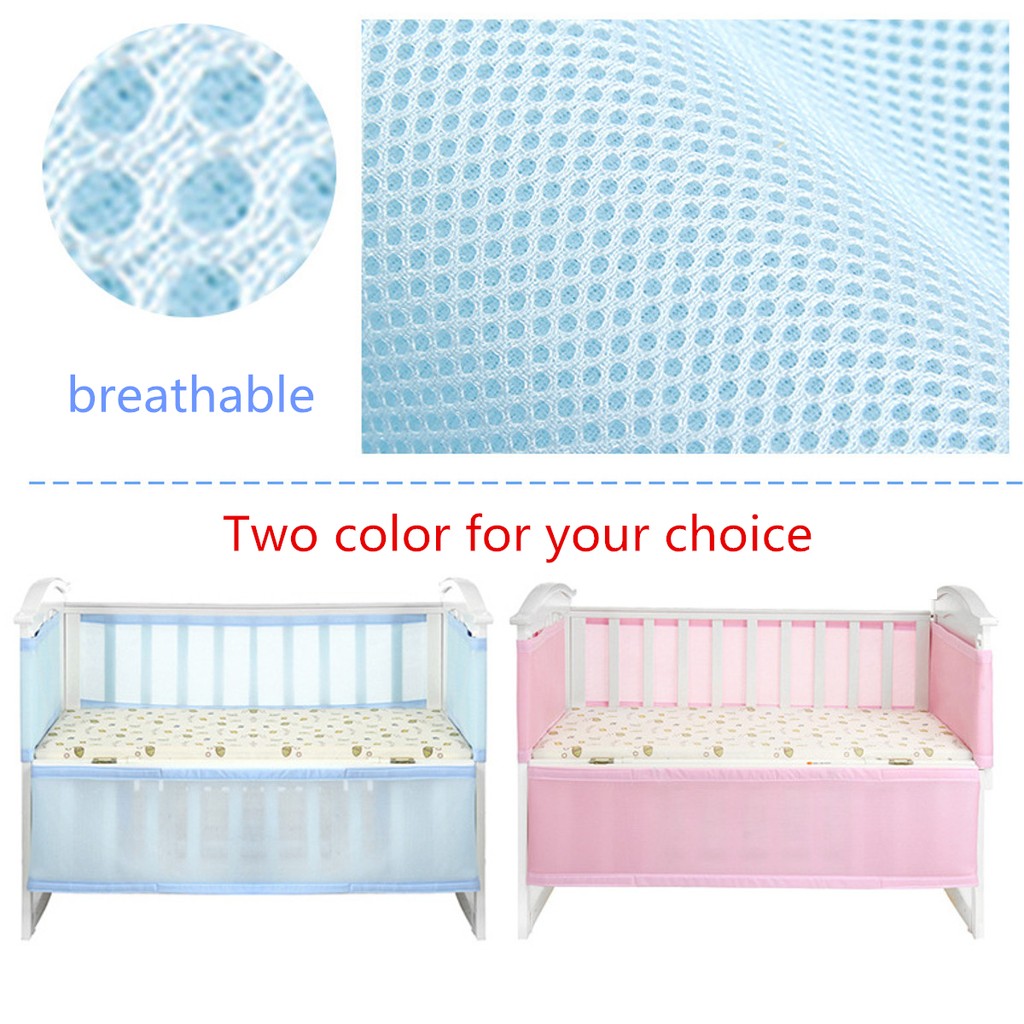 2pcs Baby Bumpers Cot Crib Air Mesh Pad Breathable Summer Safety