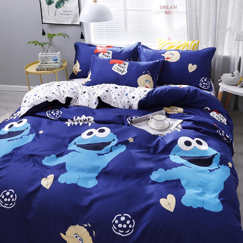 Sesame Street Bed Four Piece Set Children S Cartoon Bed Quilt Cover Student Bed Quilt Cover