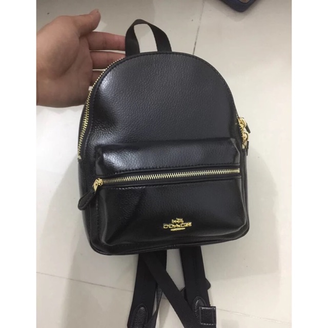 mini backpack black leather