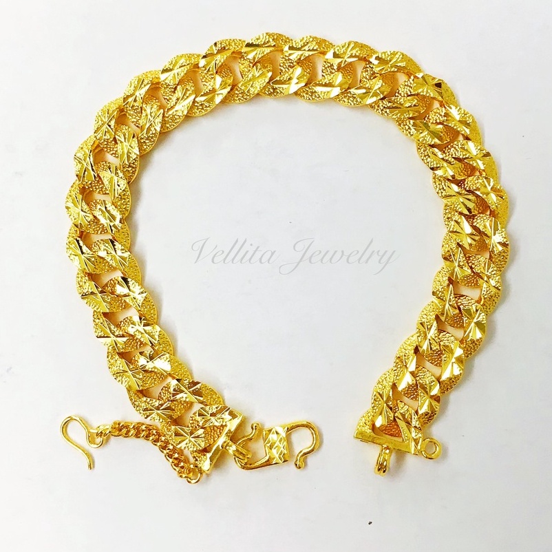 [VJ]Bracelet “Starry Curb” Premium 999.9 Bangkok Gold Plated W:8mm/10mm Bracelet