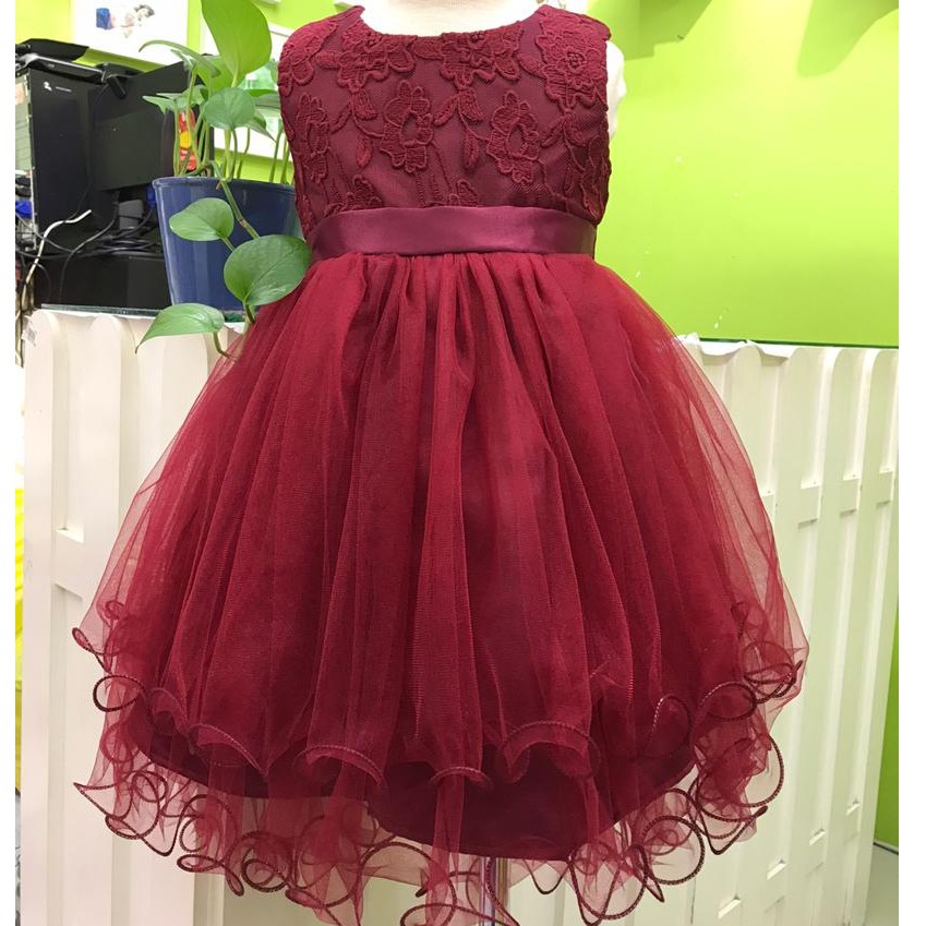 maroon infant dress