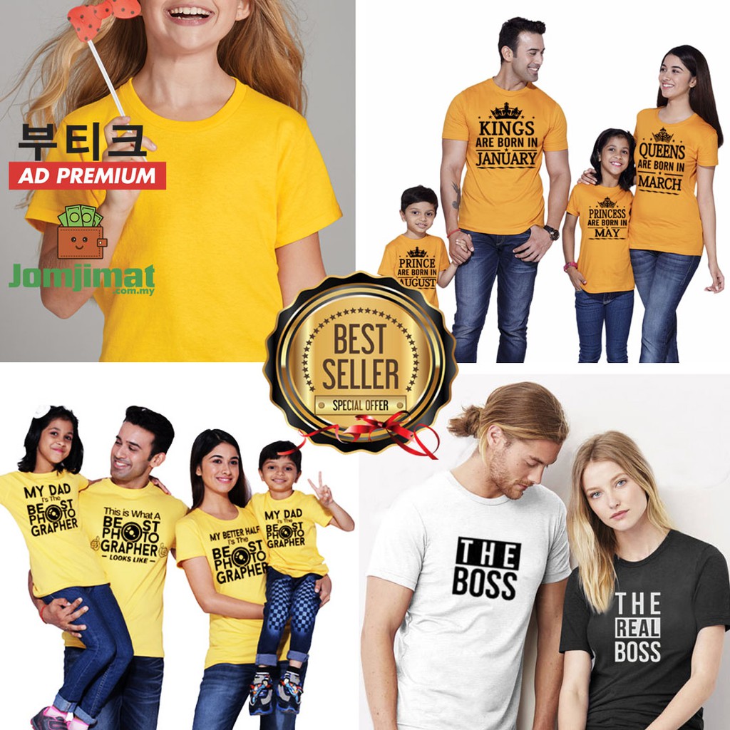 Family Set Couple  Set Plain Tshirt Baju  Kosong T  Shirt  