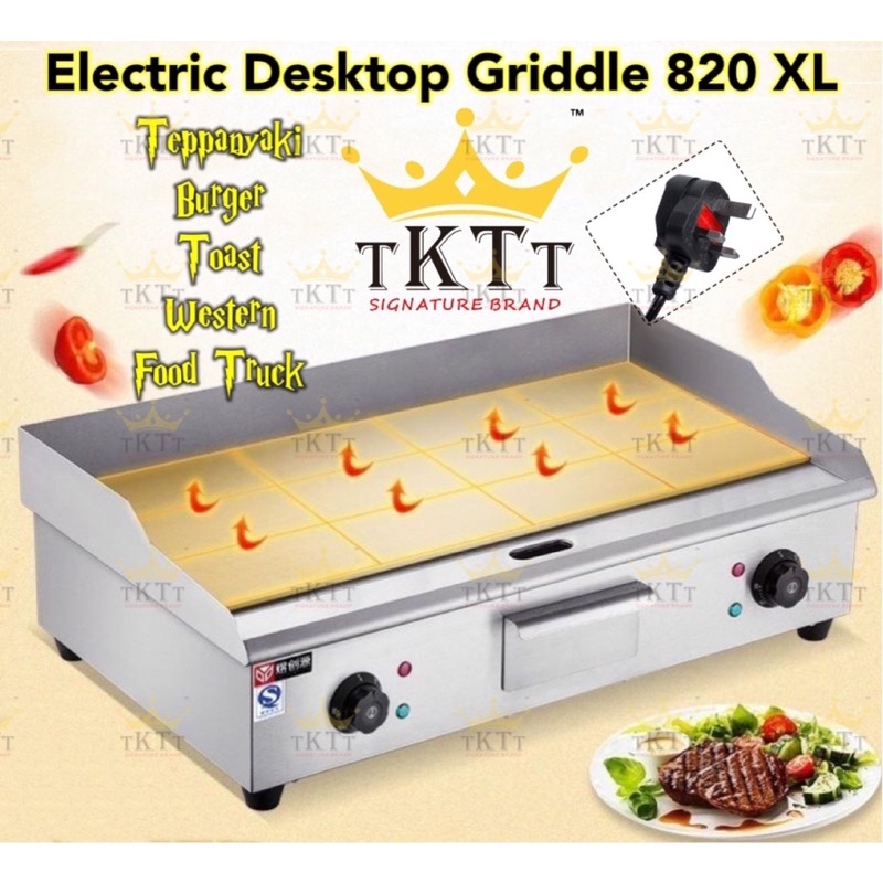 TKTT 820 XL Electric Griddle Teppanyaki Western Grill Stove BBQ Roti Canai Fry Dapur Kuali Burger Ikan Bakar Serbaguna