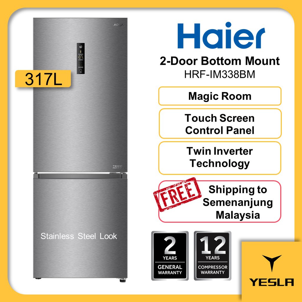 HAIER 317L 2-Door Bottom Mount Freezer Refrigerator HRF-IM338BM Twin ...