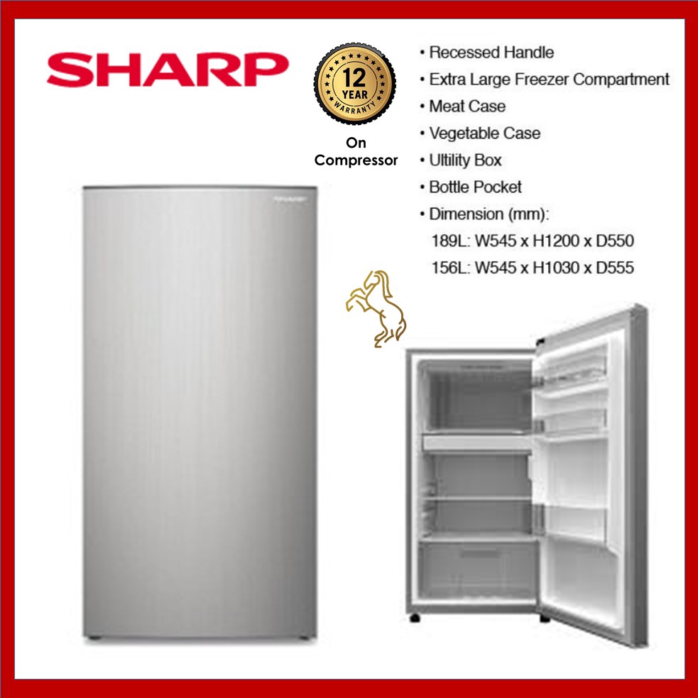 SHARP 1 Door SJD150MG / SJD190MS Single Door Refrigerator / Fridge