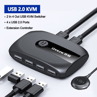 😊Unnlink USB KVM Switch USB 3.0 Switcher KVM Switch for Windows10 PC Keyboard Mouse Printer 2 PCs Sharing 4 Devices USB 