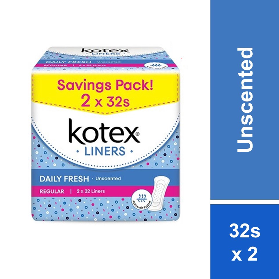 Kotex Liners Regular Unscented (32s X 2 Pack) Shopee Malaysia
