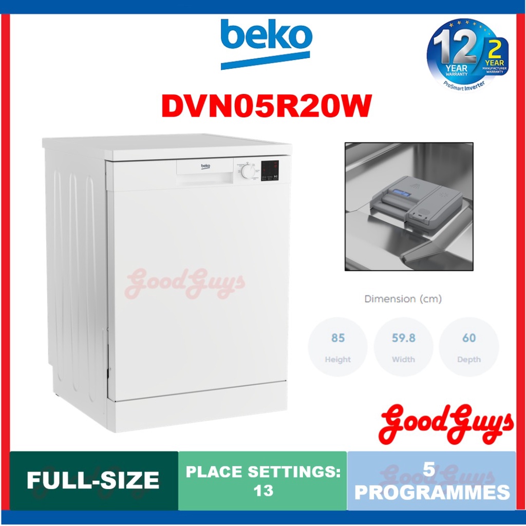 Beko DVN05R20W Freestanding Dishwasher 13 Place Settings