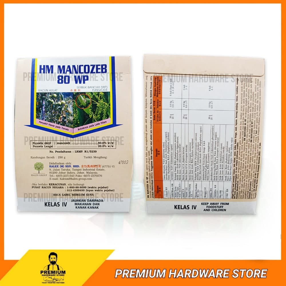 Halex Mancozeb 80wp 250g Racun Kulat Shopee Malaysia