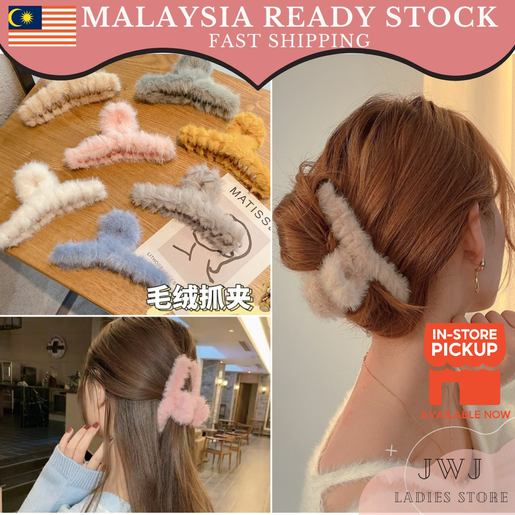 [M'SIA READY STOCK] Korean Fluffy Hair Claws Hair Crab Hair Clip New Trend Ins Girl 毛绒可爱抓夹网红新款大号