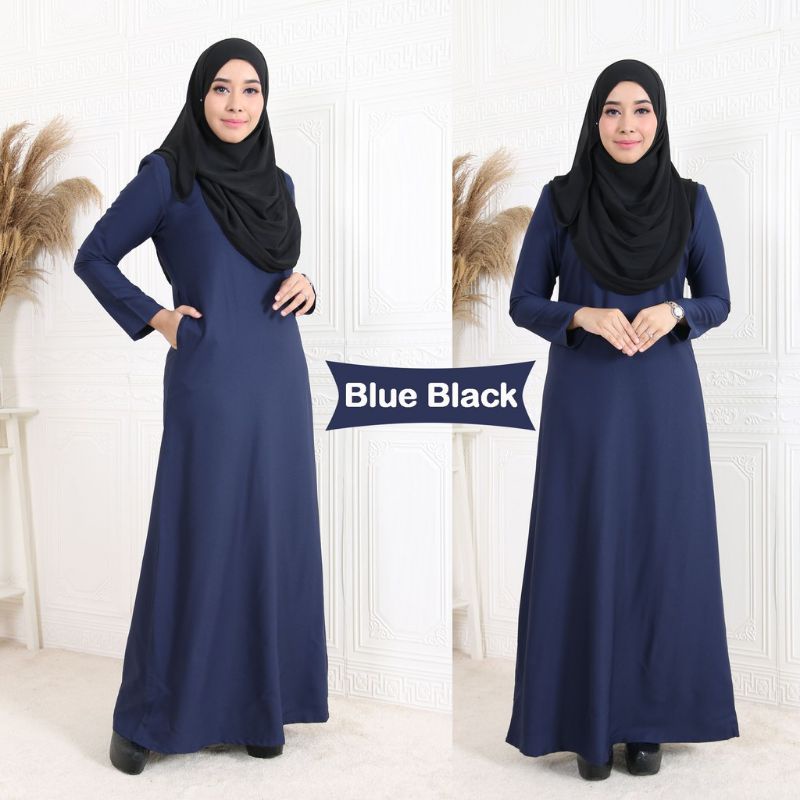 Jubah Muslimah Jubah Plain Como Crepe high quality / With Pocket ready stock